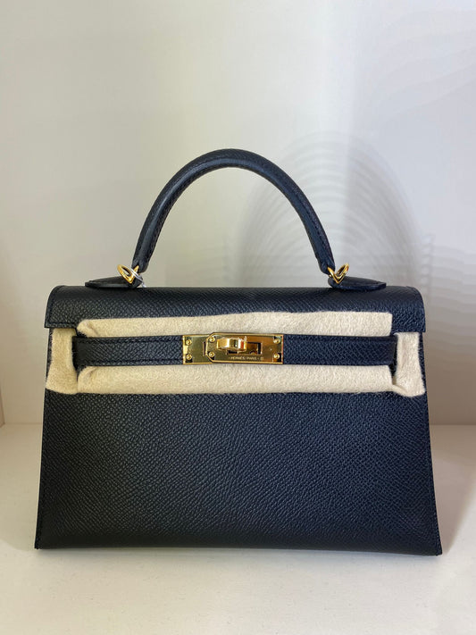 HERMES KELLY 20 SELLIER EPSOM BLACK