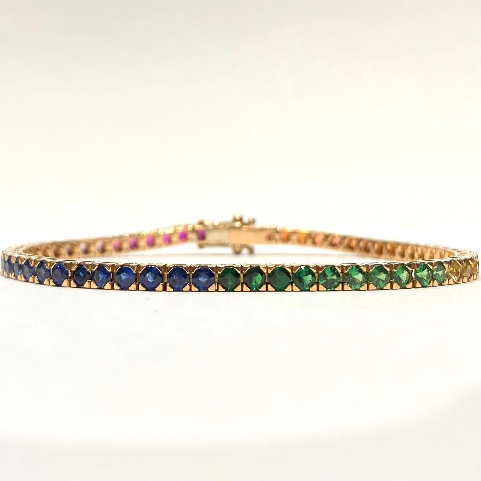 RIZILIA Bracciale Tennis Placcato Oro 18K Con Zirconi Taglio Pera Multicolore - 18 Cm, Regalo Con Pochette