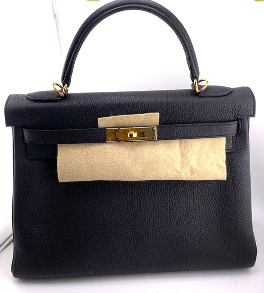 HERMES KELLY II RETOURNE 32 col. NOIR