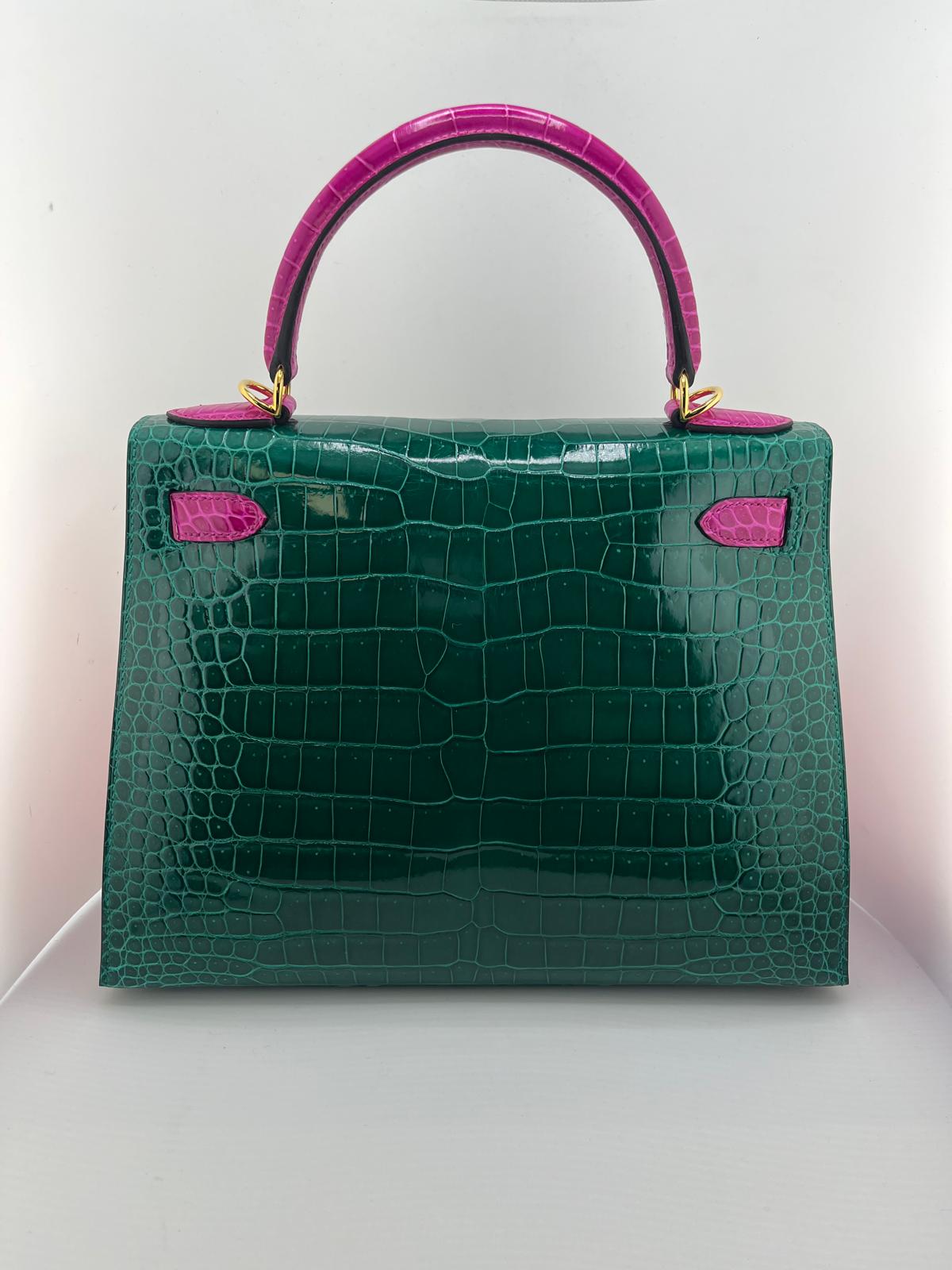 HERMES KELLY 28 SPECIAL ORDER VERDE/FUCSIA