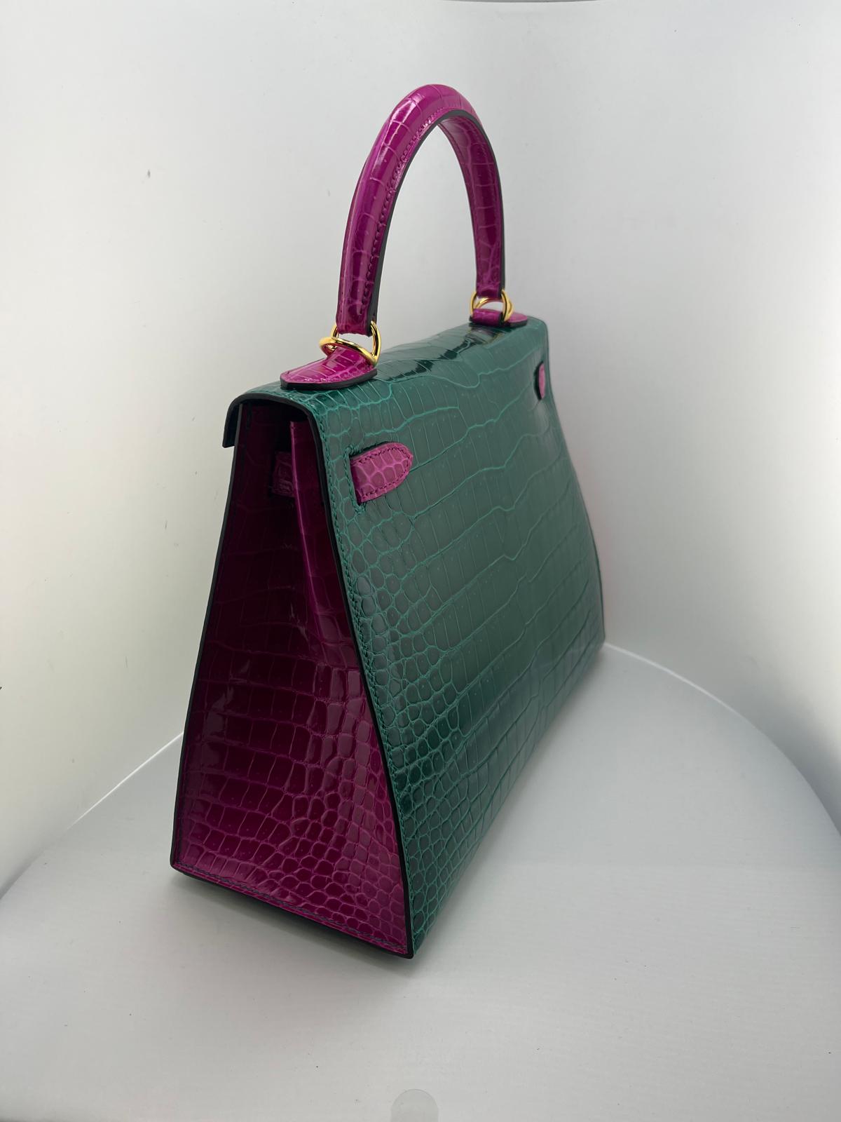 HERMES KELLY 28 SPECIAL ORDER VERDE/FUCSIA