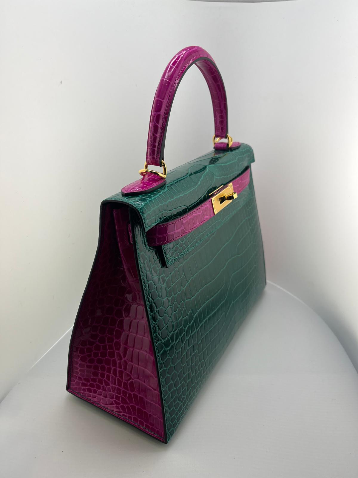 HERMES KELLY 28 SPECIAL ORDER VERDE/FUCSIA