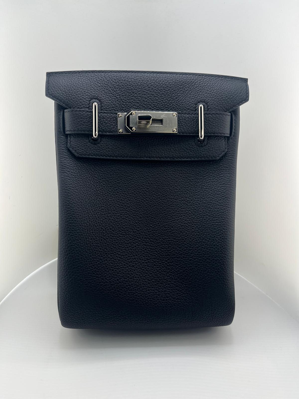 HERMES BORSA HAUT A COURROIES IN PELLE NERA