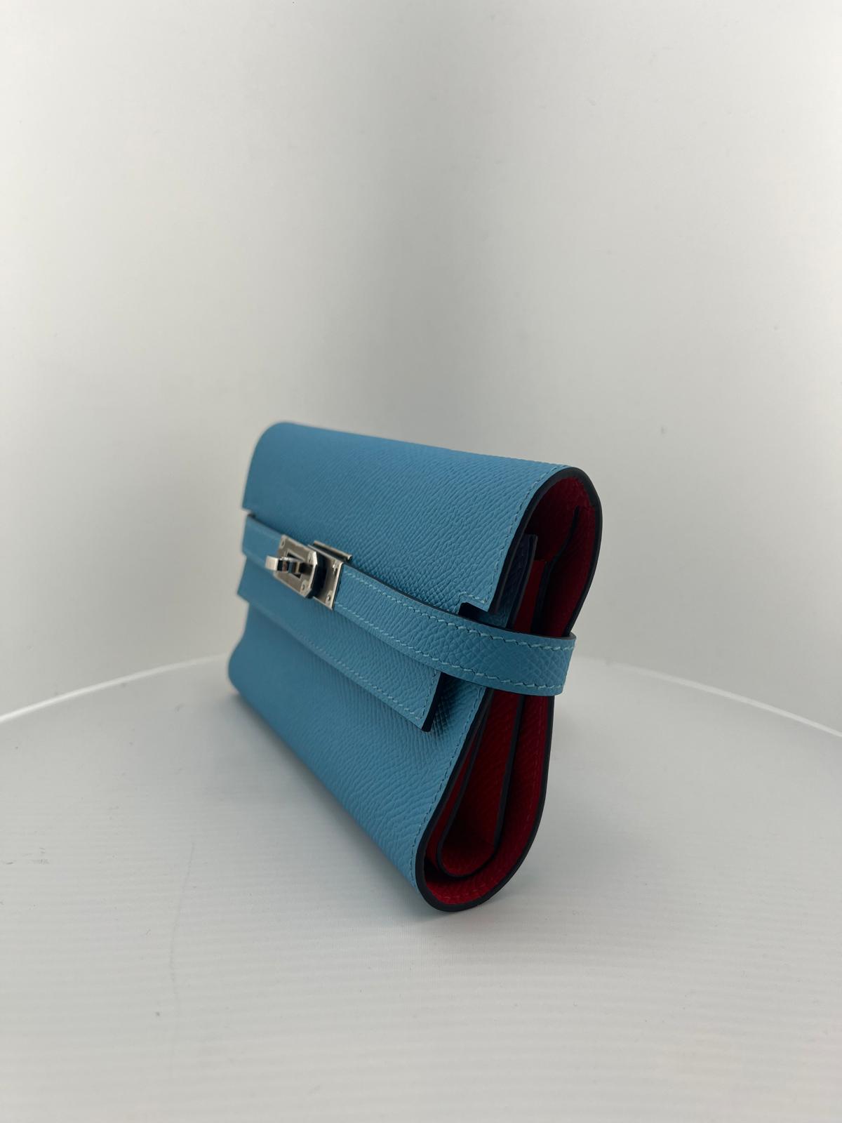 PORTAFOGLIO POCHETTE KELLY SPECIAL ORDER AZZURRO/ROSSO