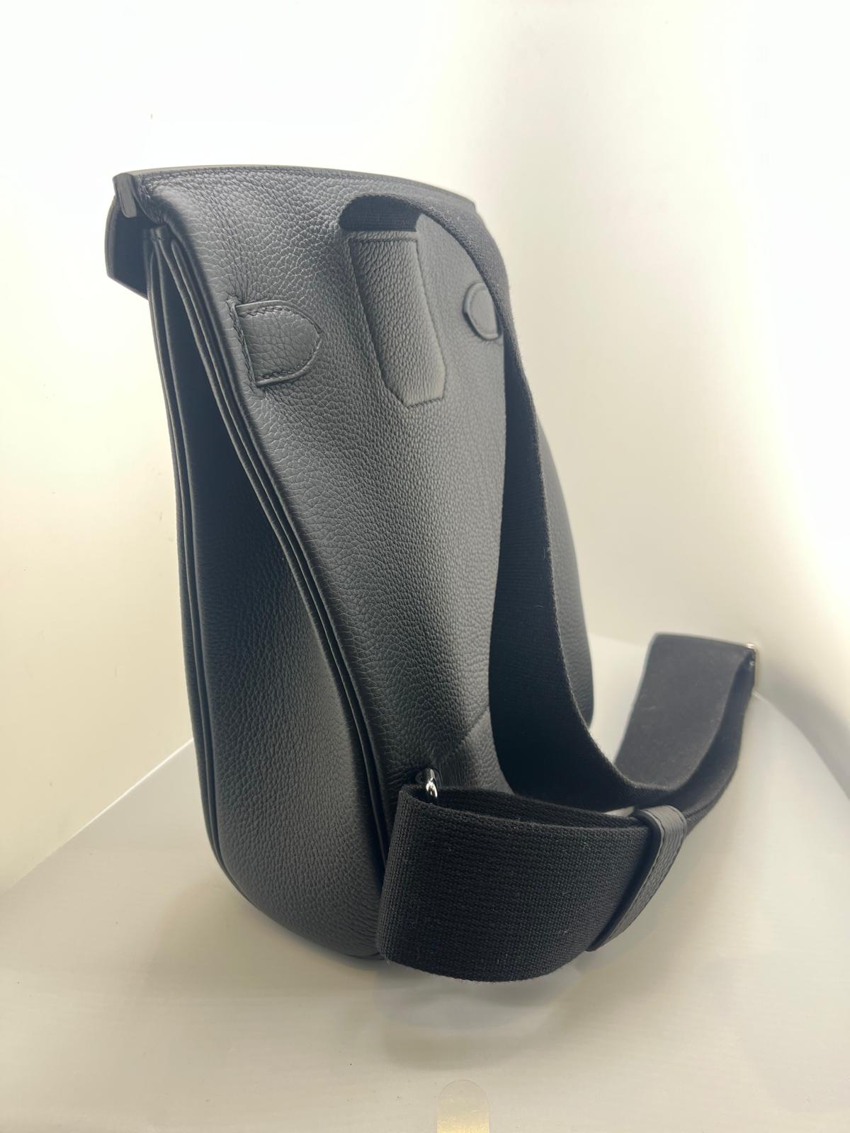 HERMES BORSA HAUT A COURROIES IN PELLE NERA