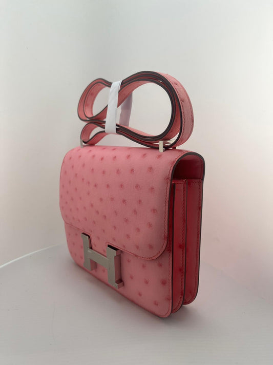 HERMES MINI CONSTANCE MINI STRUZZO ROSA