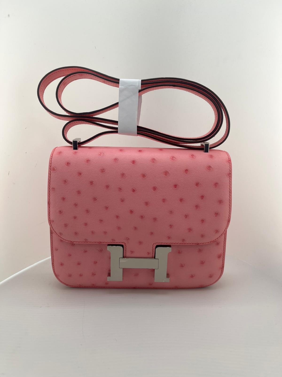 HERMES MINI CONSTANCE MINI STRUZZO ROSA