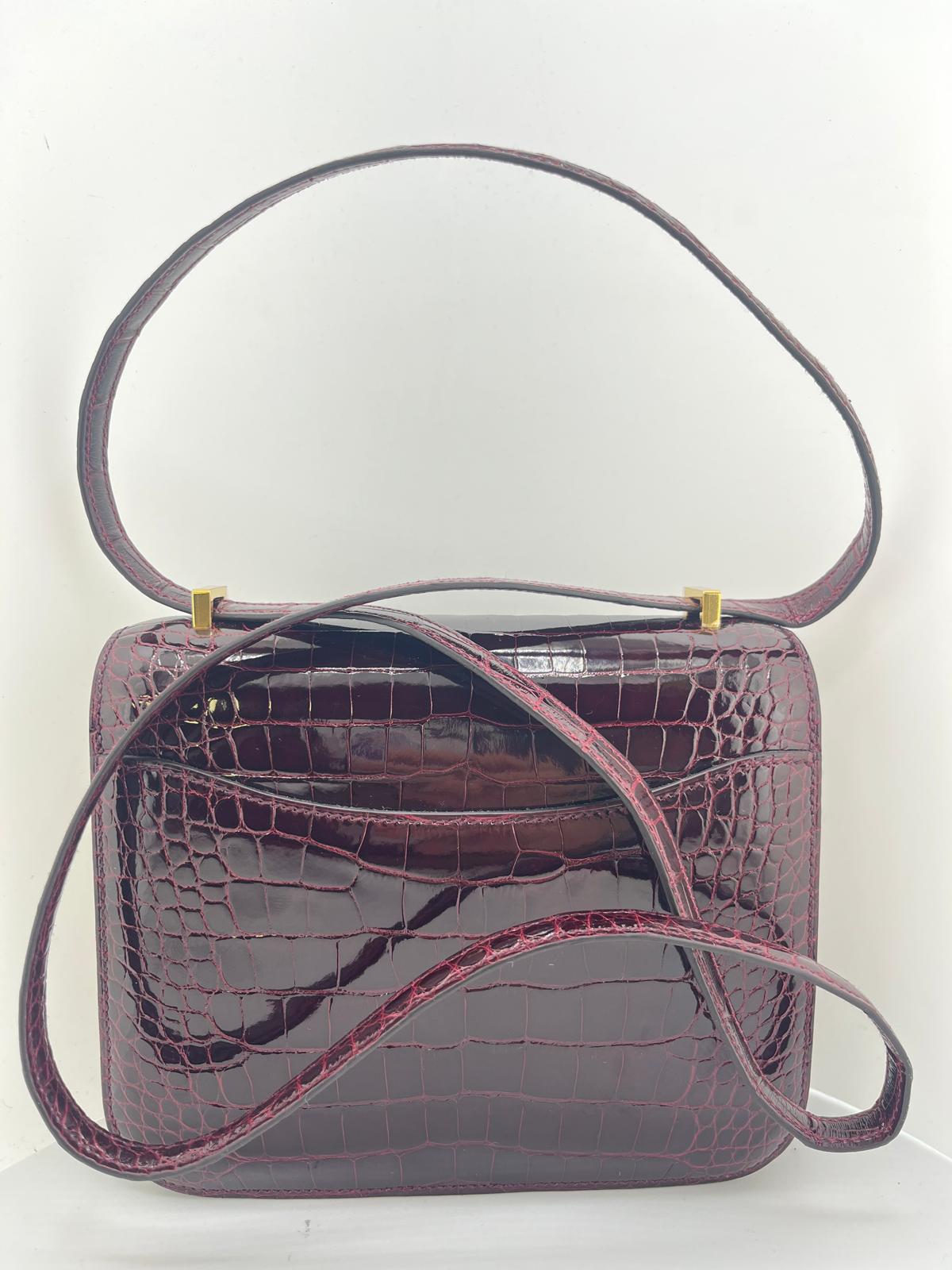 HERMES MINI CONSTANCE COCCO BORDEAUX