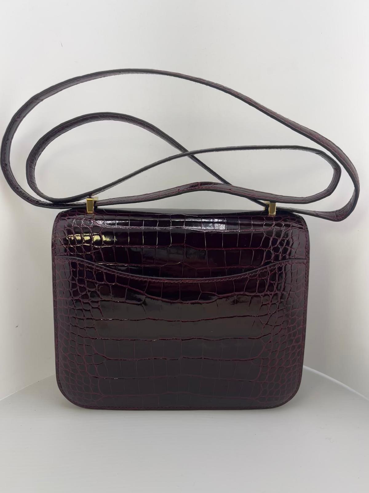 HERMES MINI CONSTANCE COCCO BORDEAUX