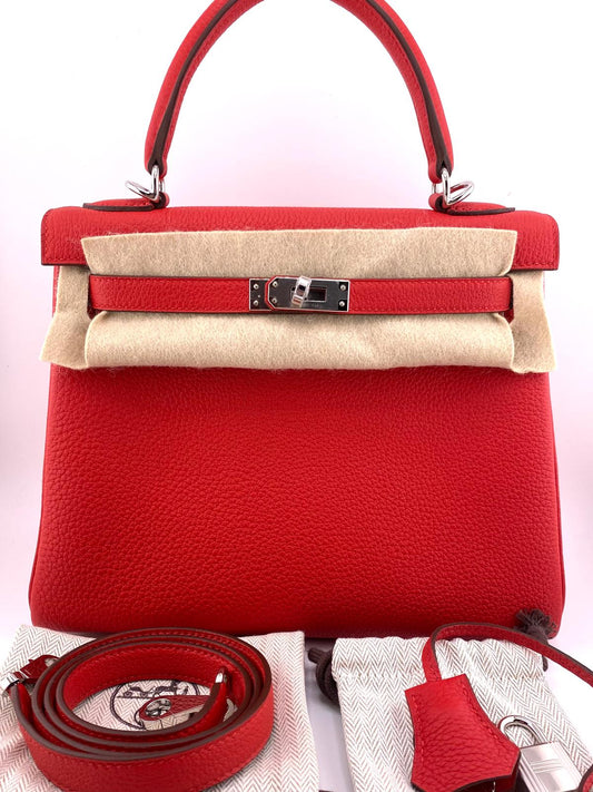 HERMES KELLY II RETOURNE 25 TOGO col. ROSSO