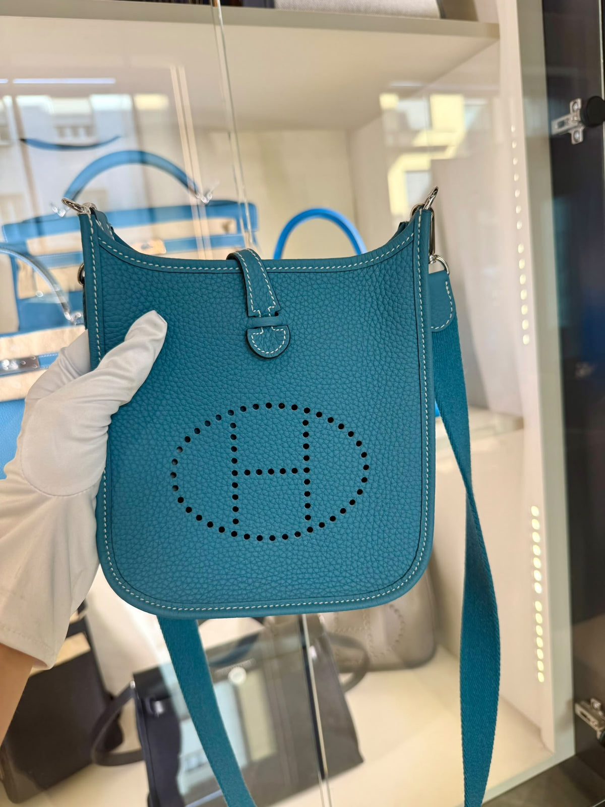 Hermès Mini Evelyne Blue Jean