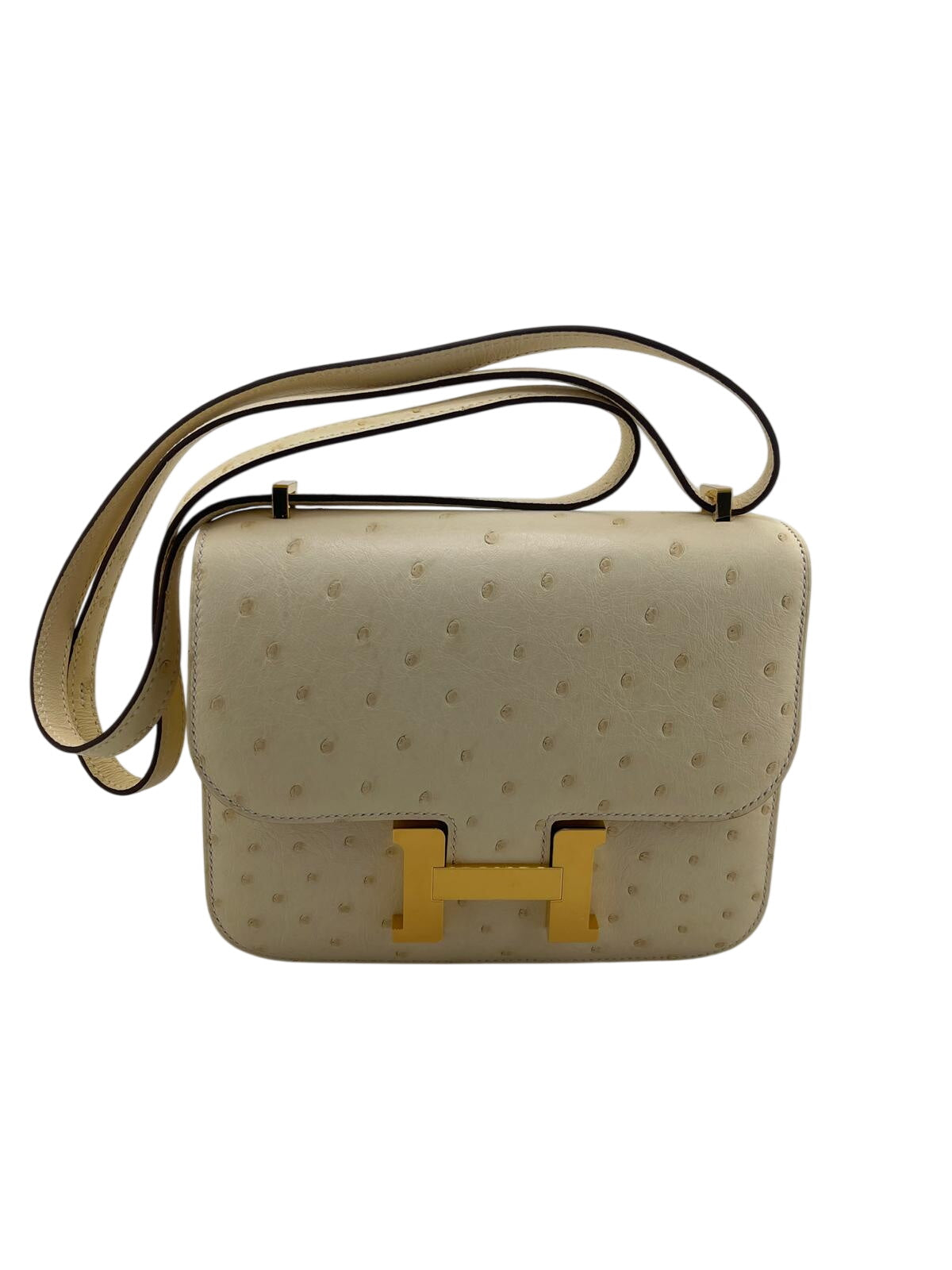 HERMES MINI CONSTANCE STRUZZO PANNA