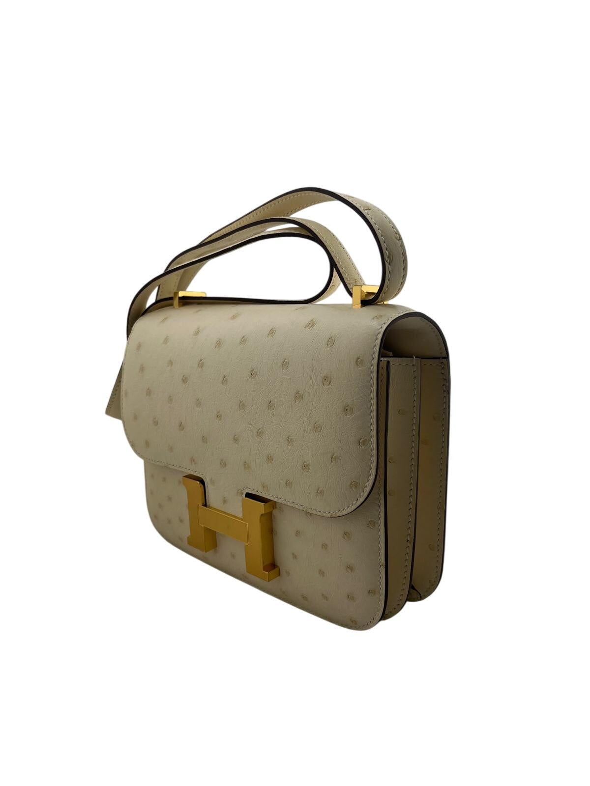 HERMES MINI CONSTANCE STRUZZO PANNA