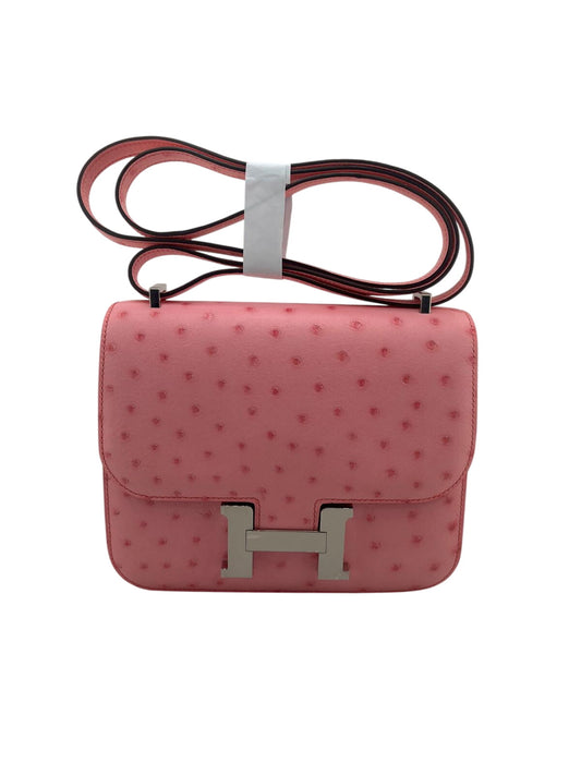 HERMES MINI CONSTANCE MINI STRUZZO ROSA