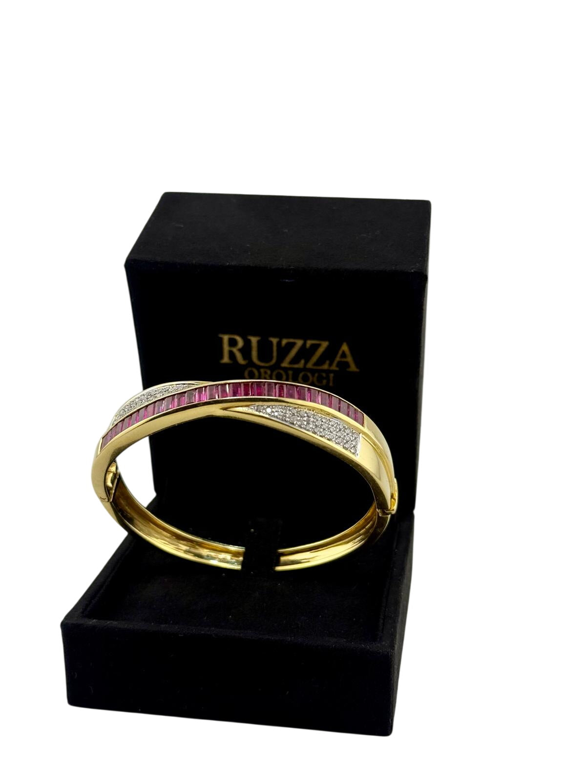Bracciale rigido rubini e diamanti