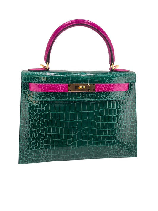 HERMES KELLY 28 SPECIAL ORDER VERDE/FUCSIA